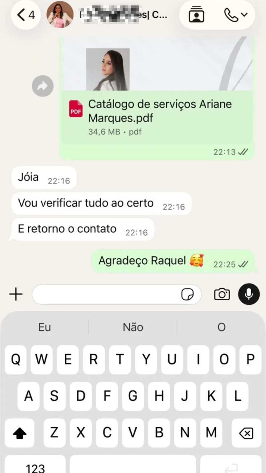 Cliente informa que irá verificar o catálogo e retornar
