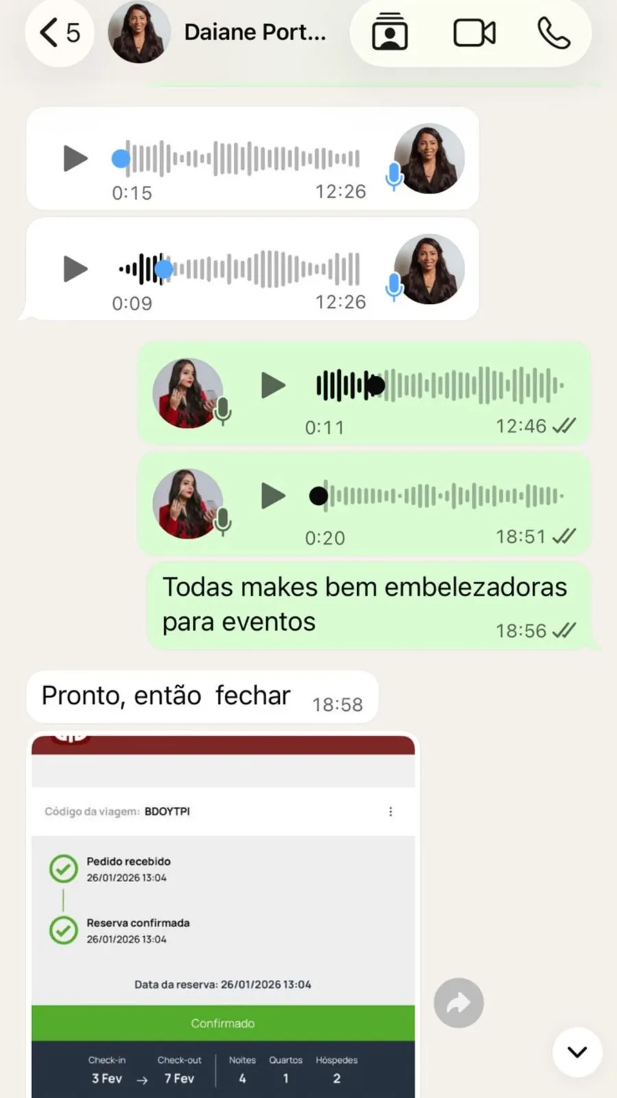 Cliente confirma que deseja fechar o serviço